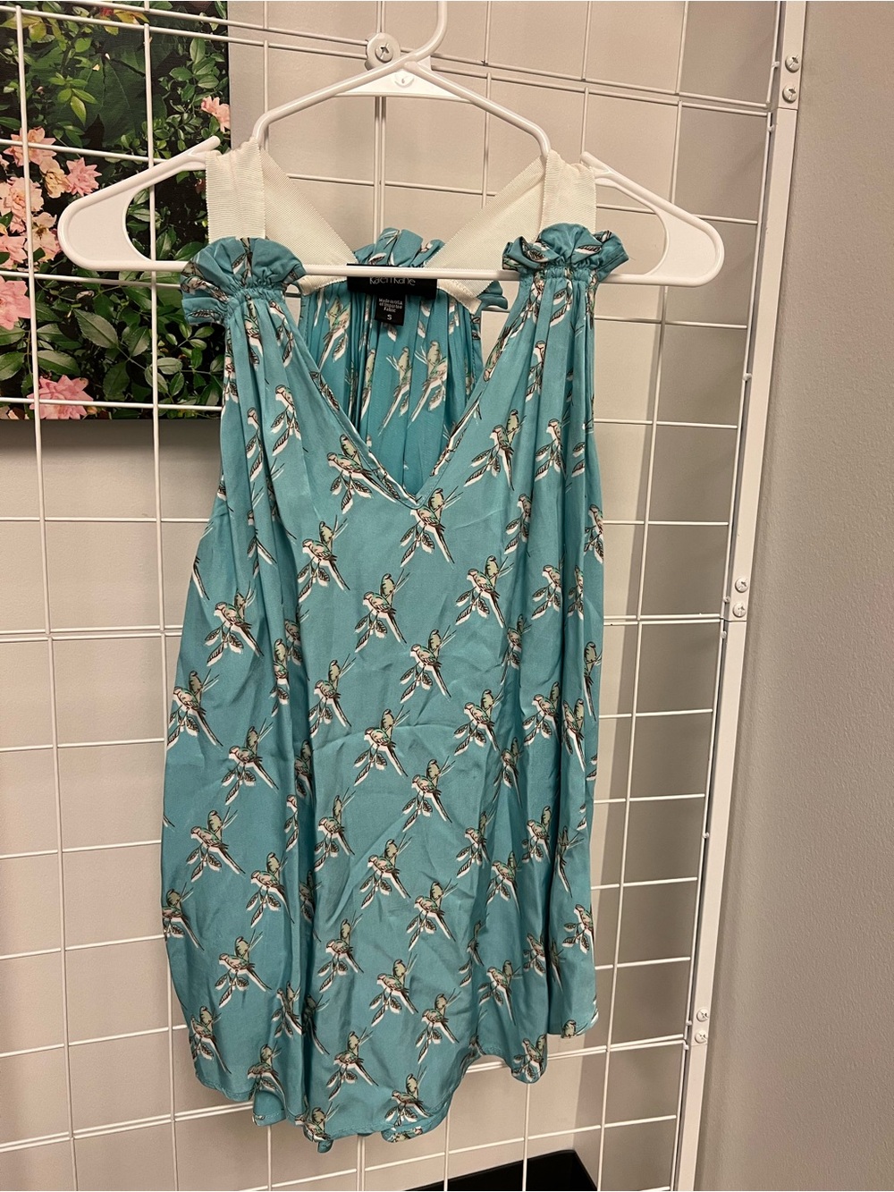 Karen Kane Teal Floral-Print V-Neck Sleeveless Camisole